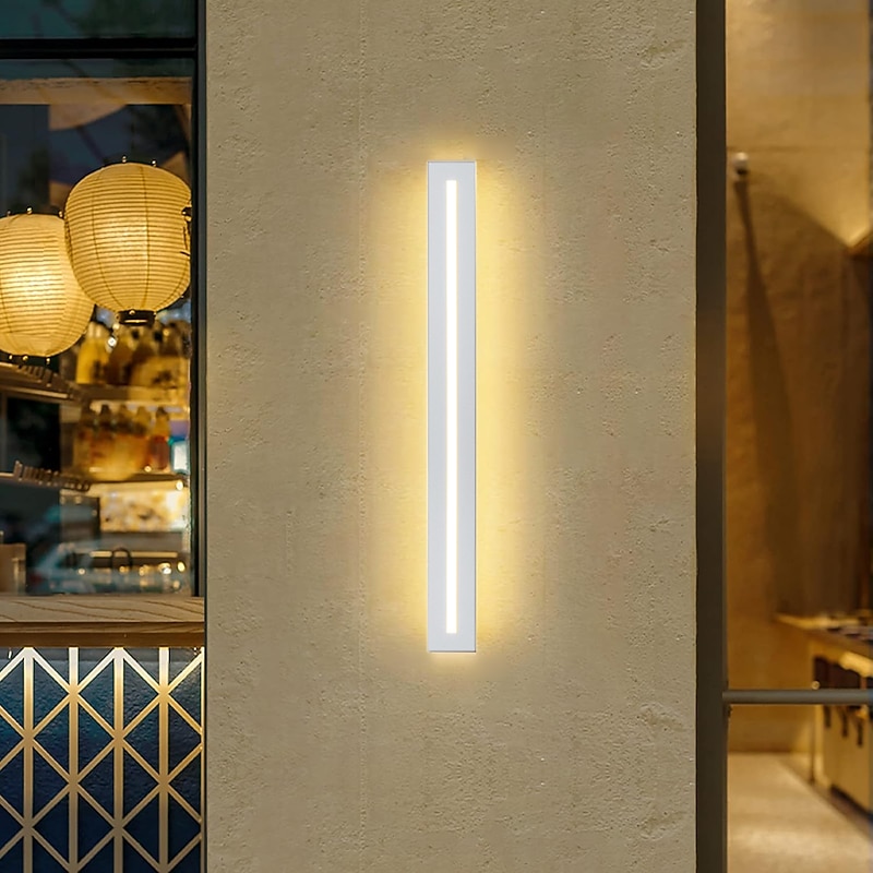 Modern LED Wall Light, Indoor/Outdoor IP65 Waterproof Garden Light40/60/80/100/120cm Black Long Stripe Wall Light, Terrace Corridor Bedroom Living Room Wall Light 110-240V4