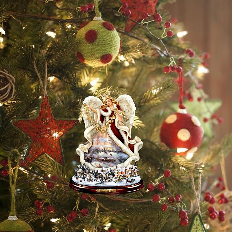 Christmas Tree Decoration, Santa Claus 2D Acrylic Hanging Crafts Car Pendant Xmas Gift Home Decoration2