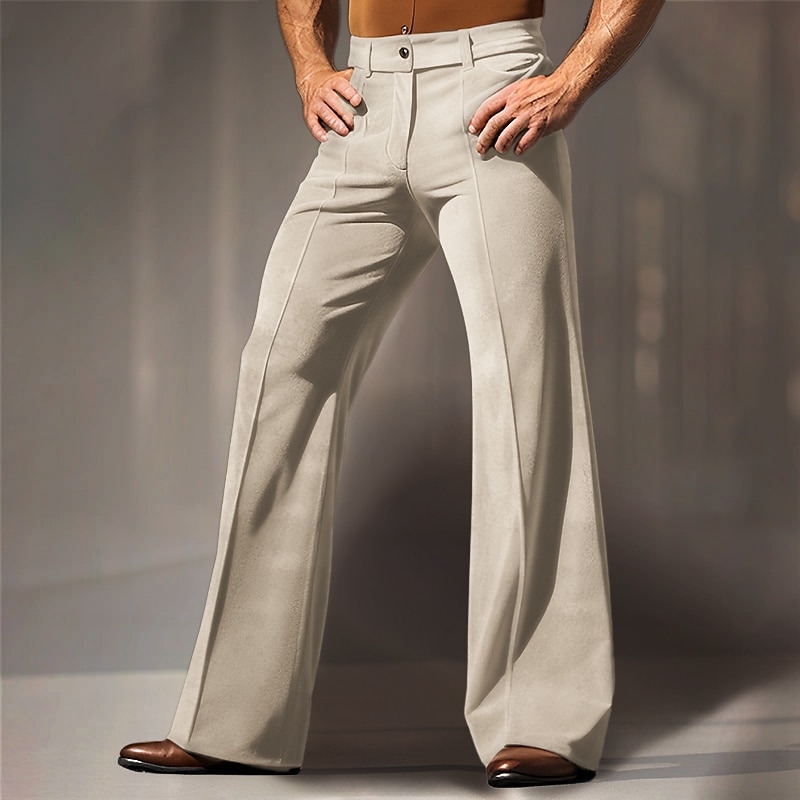 Men's Dress Pants Flared Pants Trousers Velvet Pants Pocket Plain Comfort Breathable Outdoor Daily Going out Fashion Casual Blue Green