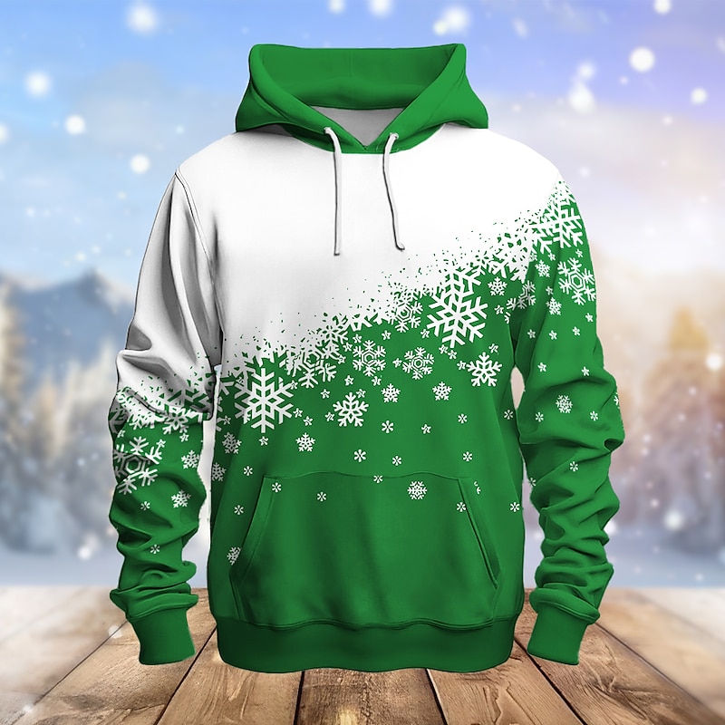 Christmas Men's Christmas Scene 3D Hoodies Graphic Snowflake Fashion 3D Print Sports Outdoor Holiday Hoodies Red Blue Long Sleeve Hooded Print Front Pocket Spring &  Fall Designer shirt4