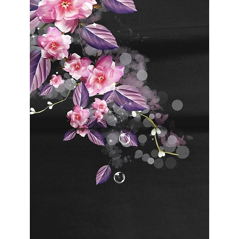 Women's T Shirt Basic Floral Print Short Sleeve Regular Tops Round Neck Holiday Weekend Yellow Pink Blue4