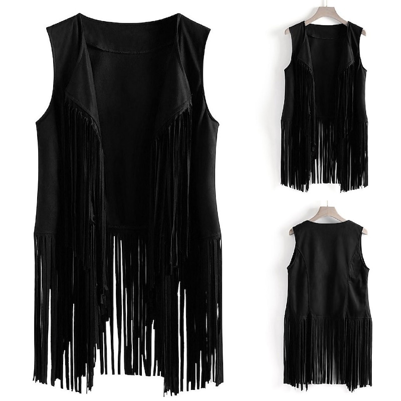 Retro Vintage 1960s 1970s Suede Vest Hippie Disco Tassel Fringe Fancy Dress Women's Girls' Christmas Halloween Carnival Performance Party / Evening Pride Parade Adults' Vest4