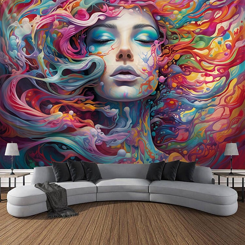 Graffiti Woman Hanging Tapestry Wall Art Large Tapestry Mural Decor Photograph Backdrop Blanket Curtain Home Bedroom Living Room Decoration