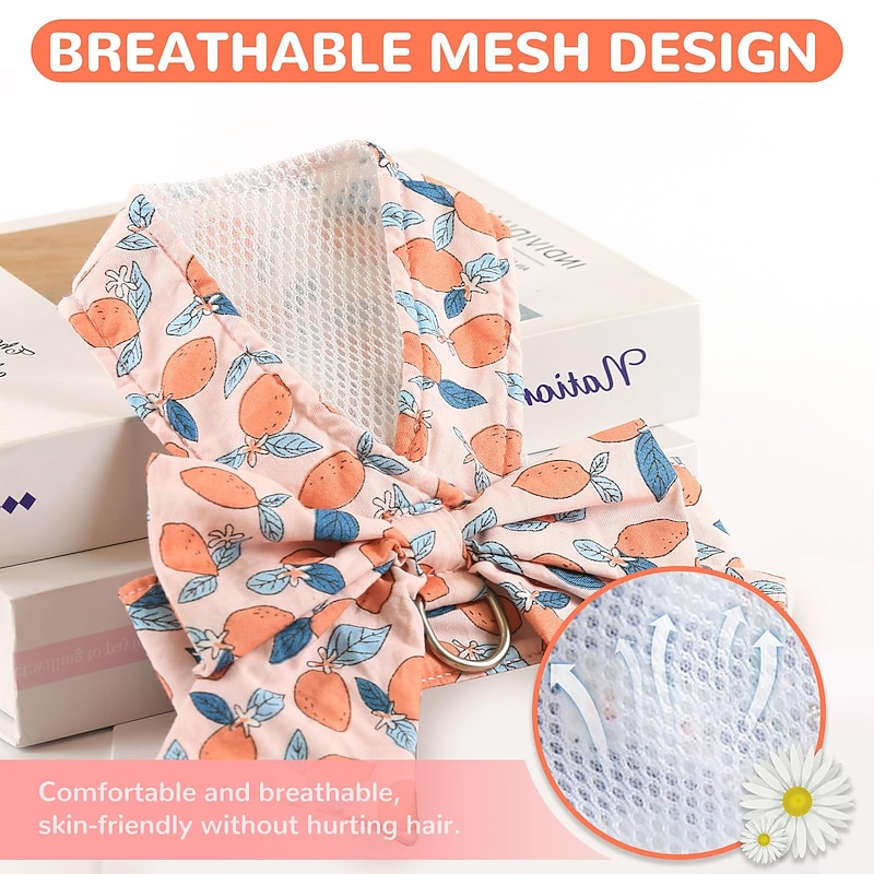 Dog Harness and Leash Set with Bow Knot No Pull Pet Daisy Floral Harness with D-Ring Soft Mesh Dog Harness Vest Set Escape Proof Princess Puppy Harness for Small Girl Dogs Cats3