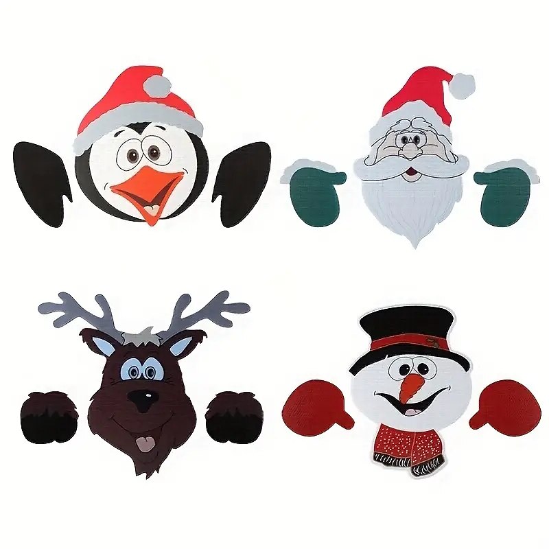 Christmas Themed Fence Decoration Xmas Fence Insert Wooden Santa Claus Reindeer Snowman Fence Decoration Garden Decoration Insert2