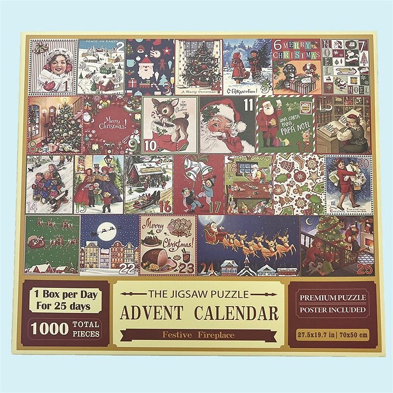 24 Days of Advent Calendar Christmas Advent Calendar Puzzle 1000 pieces Christmas Countdown Puzzle Blind Box Play for Christmas Gifts4
