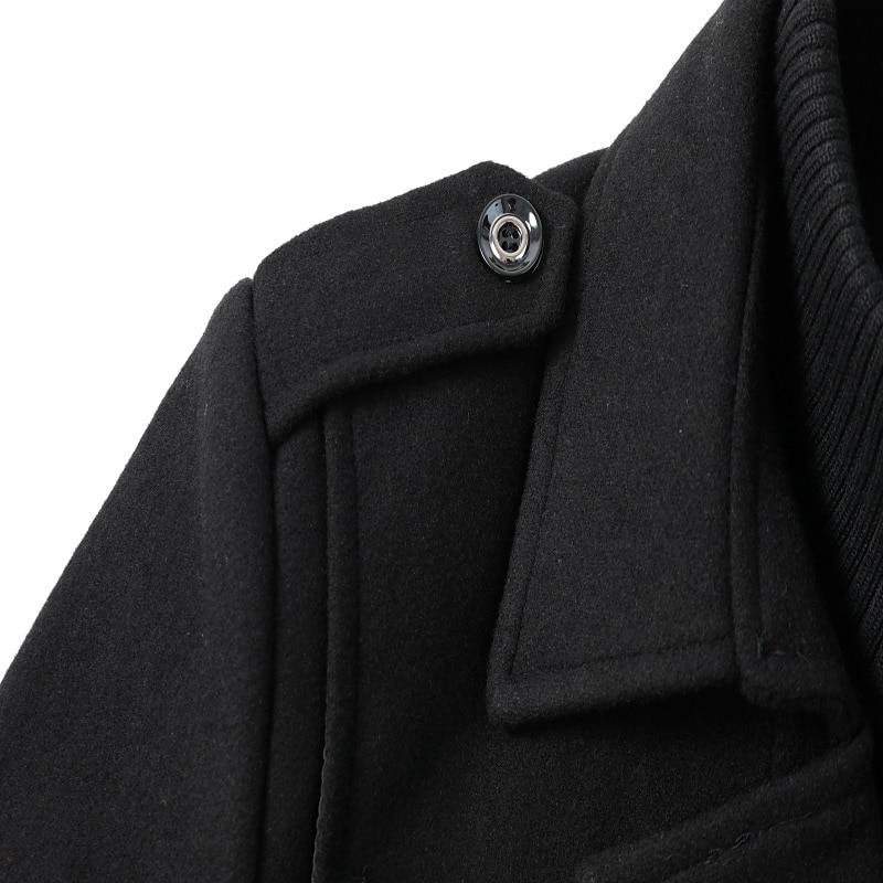 Men's Winter Coat Wool Coat Overcoat Business Casual Winter 30% Wool Windproof Warm Outerwear Clothing Apparel Chic & Modern Solid Colored Rolled collar3