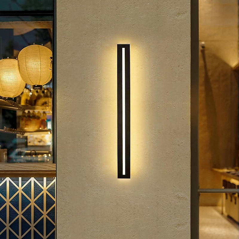 Modern LED Wall Light, Indoor/Outdoor IP65 Waterproof Garden Light40/60/80/100/120cm Black Long Stripe Wall Light, Terrace Corridor Bedroom Living Room Wall Light 110-240V2