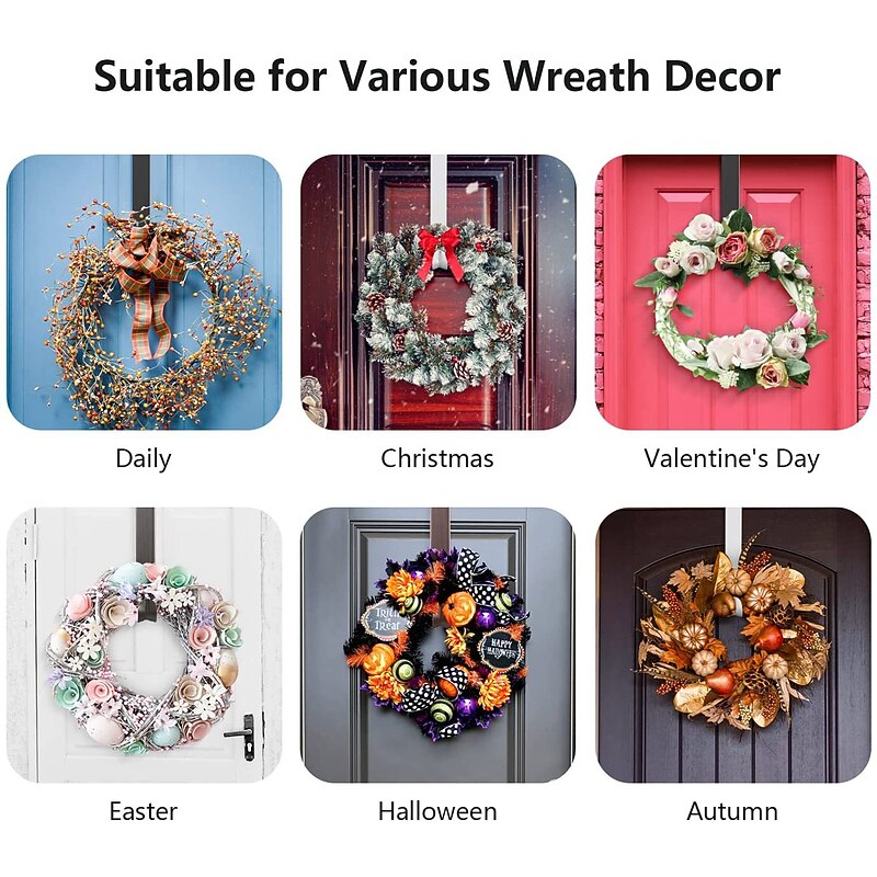 1pc Adjustable Pull Long Christmas Door Hanging Hook, Flower Link Day Decoration Door Hook, Door Rear Retractable Hook Bracket2