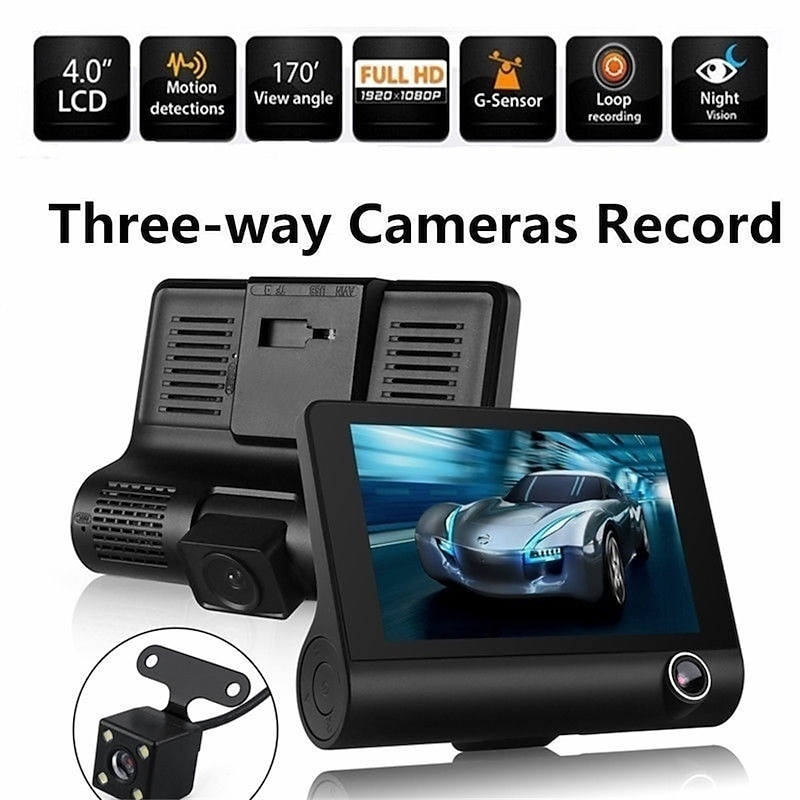 H35 1080p New Design / with Rear Camera / Boot automatic recording Car DVR 170 Degree Wide Angle 4 inch IPS Dash Cam with Night Vision / motion detection / Loop recording No Car Recorder3