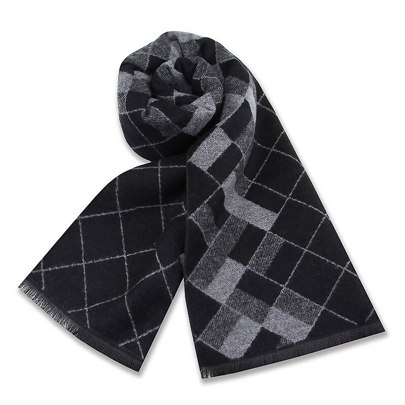 Men's Casual Daily Weekend Black Apricot Scarf Plaid