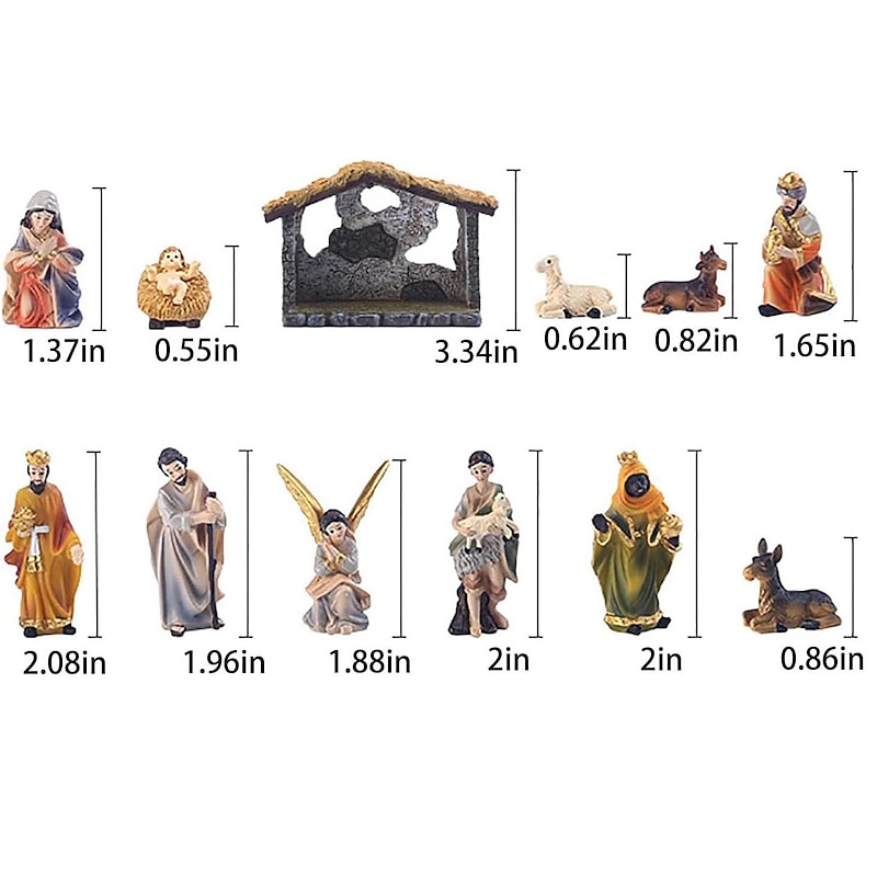 Colorful Resin Nativity Set with Creche - Christmas Nativity Scene for Indoor Holiday Decor - Family-Friendly Christmas Decorations Christmas Nativity Scene Xmas Belen Decoration4