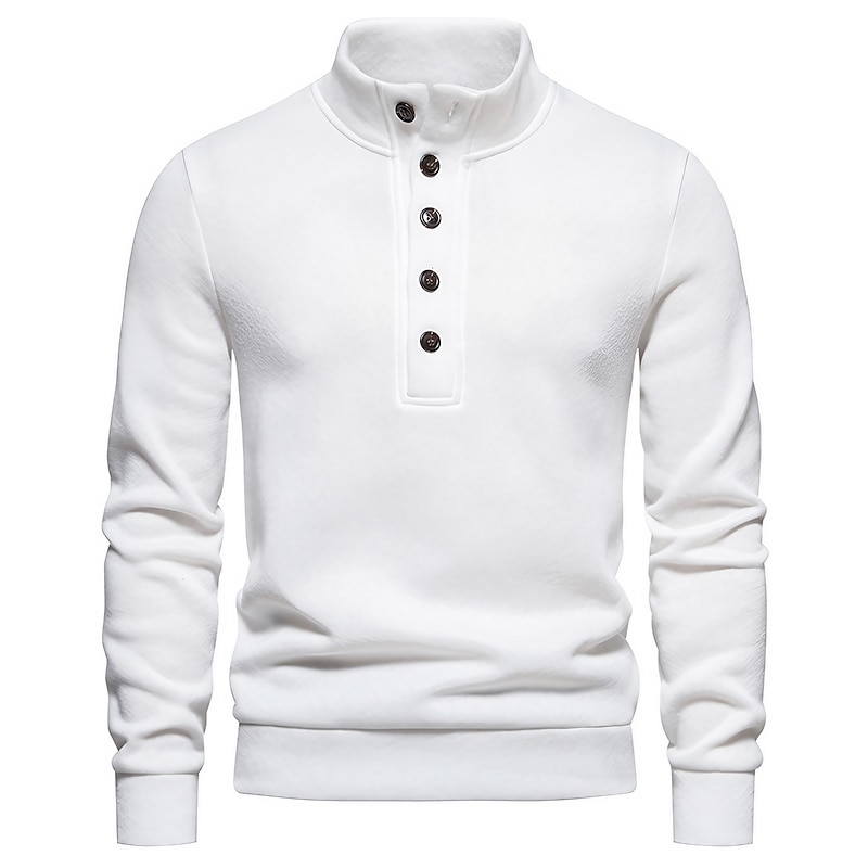Male Pullover Sweater Jumper Turtleneck Sweater Knit Buckle Solid / Plain Color Turtleneck Casual Daily Casual Daily Clothing Apparel Spring Fall Black White S M L
