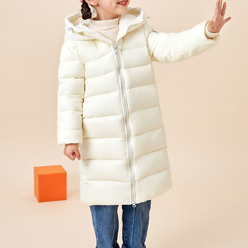Kids Girls' Down Coat Kids Puffer Jacket Active Zipper School Coat Outerwear 3-12 Years Winter Light Blue Watermelon Red off white
