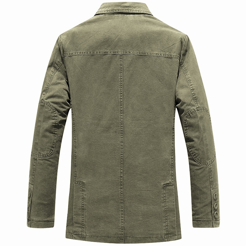 Men's Jacket Blazer Sport Coat Work Business Warm Wearable Formal Style Spring Fall Solid Color Artistic / Retro Regular Brown black khaki Army Green Jacket2