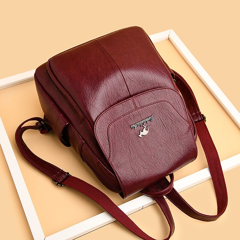 Women's Vintage Faux Leather Backpack Purse with Flap Cover – Large Capacity Anti-Theft Shoulder Bag for Work, Travel, or Daily Use2