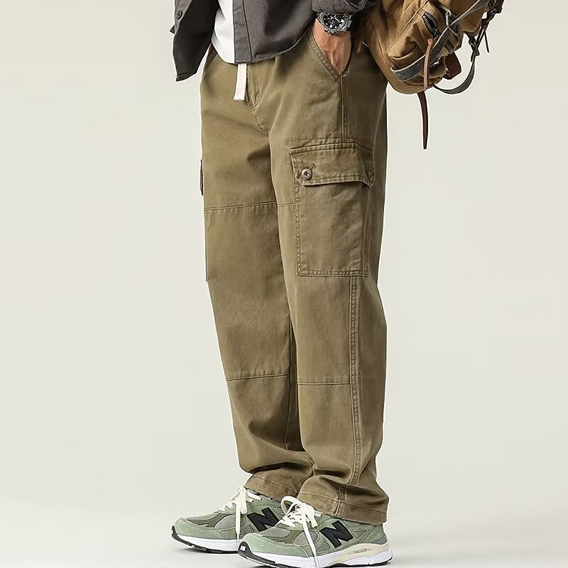 Men's Cargo Pants Cargo Trousers Pocket Drawstring Elastic Waist Plain Comfort Breathable Outdoor Daily Going out Fashion Casual Black Brown2