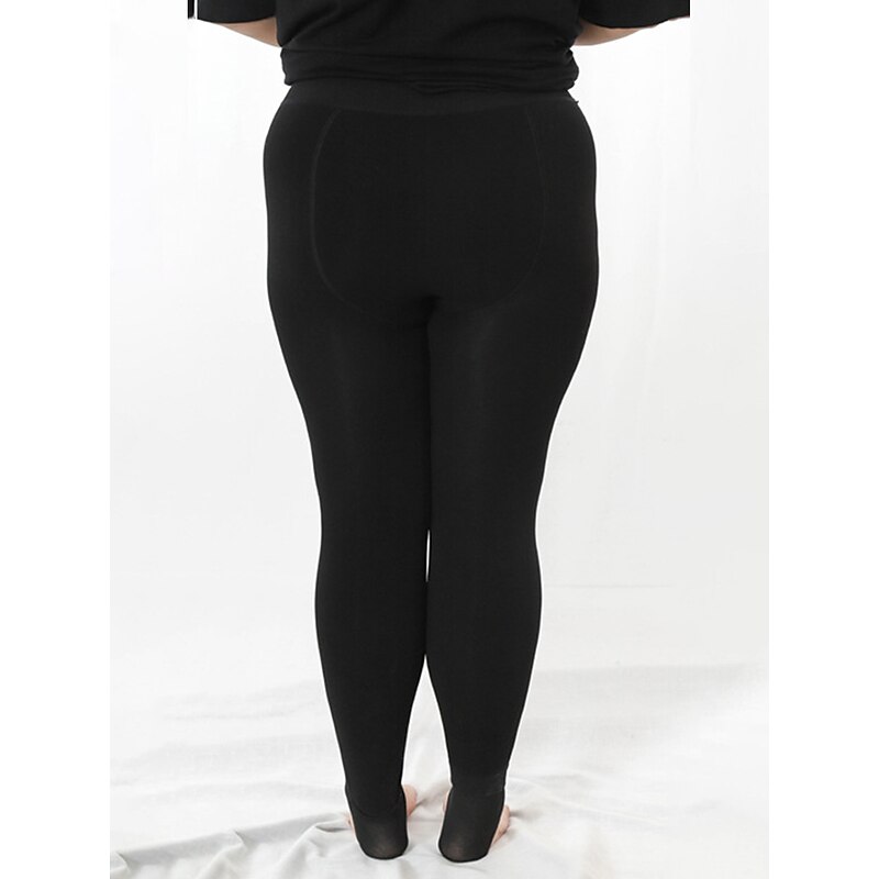 Women's Plus Size Leggings Cozy Leggings Fashion Simple Full Length High Waist Plain High Cut Thermal Warm Soft Comfortable Stretchy Outdoor Home Daily Grey Black Fall Winter Plus Size4