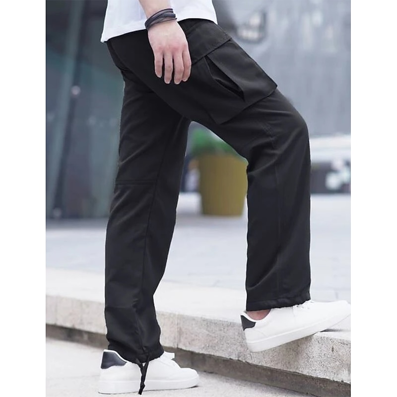 Men's Cargo Pants Cargo Trousers Joggers Drawstring Elastic Waist Plain Comfort Soft Outdoor Daily Going out Fashion Casual Black Light Green4
