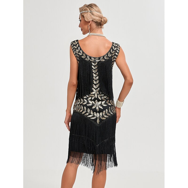 Roaring 20s 1920s Vacation Dress Flapper Dress Dress Masquerade The Great Gatsby Charleston Wedding Guest Sequins Tassel Fringe Fancy Dress Women's New Year Masquerade Wedding Wedding Guest Party4