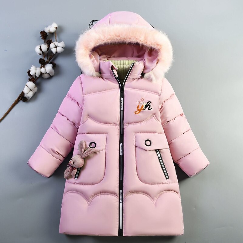 Girls' 3D Kids Puffer Jacket Plain Down Coat Parka Puffer Jacket Long Sleeve Winter Cute Adorable Kids 10-13 Years Regular Fit4