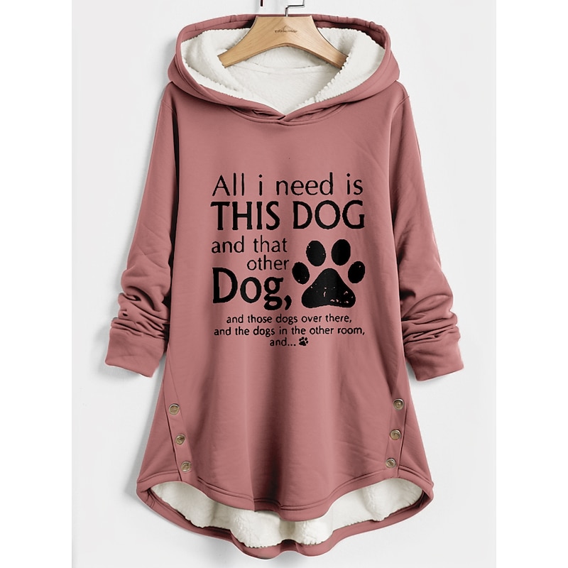 Women's Hoodie Sweatshirt Pullover Fleece Lined Warm Pajamas Sherpa Graphic Letter Casual Sports Button Print Warm Fuzzy Hoodie Long Sleeve Top Micro-elastic Fall Winter Comfrt Breathable Soft Fabric
