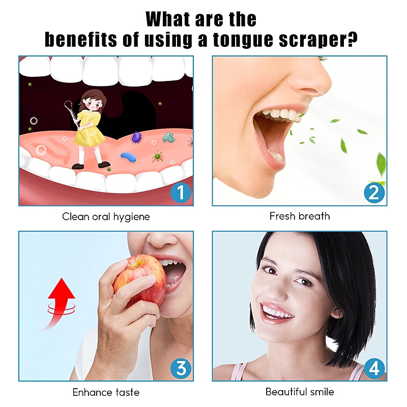 3pcs/set Stainless Steel Tongue Scraper Metal Tongue Cleaner Reusable & Eco-friendly Tongue Brush Fresh Breath3