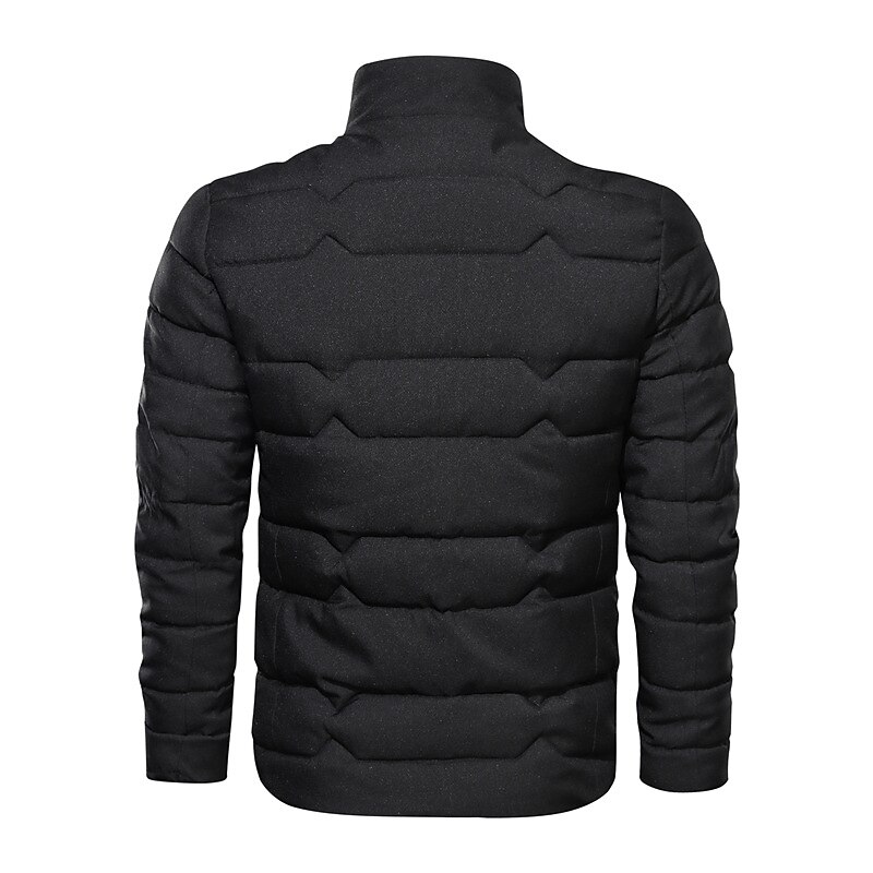 Men's Winter Coat Winter Jacket Puffer Jacket Zipper Pocket Polyster Pocket Office & Career Date Casual Daily Regular Fashion Casual Windproof Warm Winter Plain Black Navy Blue Gray Puffer Jacket2