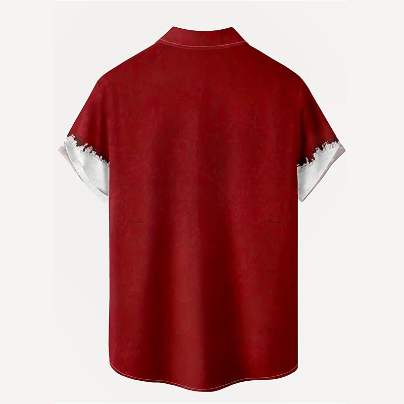 Christmas Men's Christmas Costume Hawaiian Shirt Santa Claus Casual Outdoor Street Casual Daily Fall Turndown Short Sleeve Burgundy S M L Shirt2