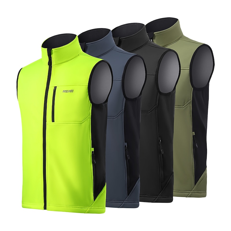 Arsuxeo Men's Cycling Jacket Cycling Vest Windbreaker Winter Waterproof Windproof Warm Breathability Bike Jacket Tracksuit Mountain Bike MTB Road Bike Cycling City Bike Cycling Dark Grey Black Army