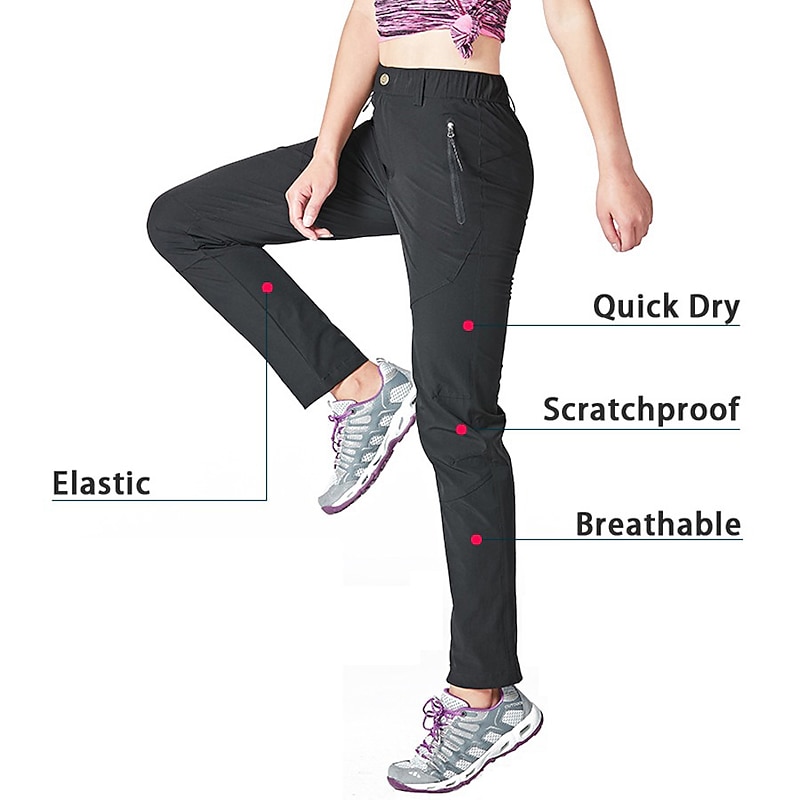 Women's Hiking Pants Trousers Summer Outdoor Quick Dry Multi Pockets Lightweight Stretchy Pants / Trousers Bottoms Elastic Waist Zipper Pocket Navy Black Spandex Hunting Fishing Climbing M L XL XXL4
