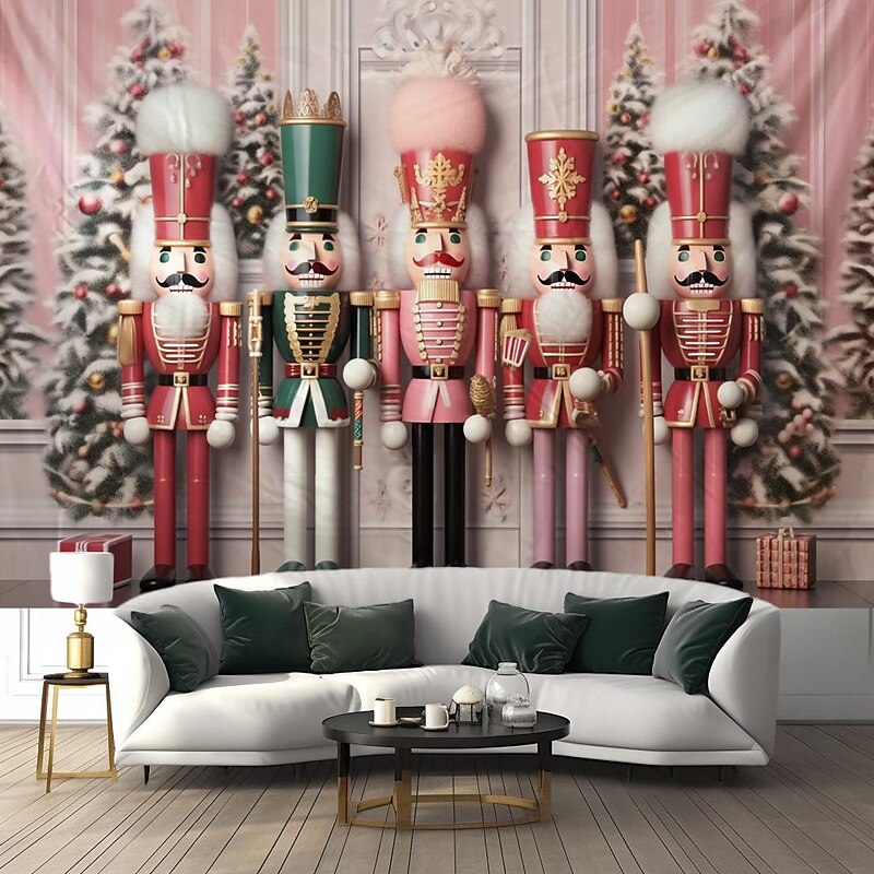 Christmas Decorations Nutcrackers Hanging Tapestry Wall Art Xmas Large Tapestry Mural Decor Photograph Backdrop Blanket Curtain Home Bedroom Living Room Decoration4