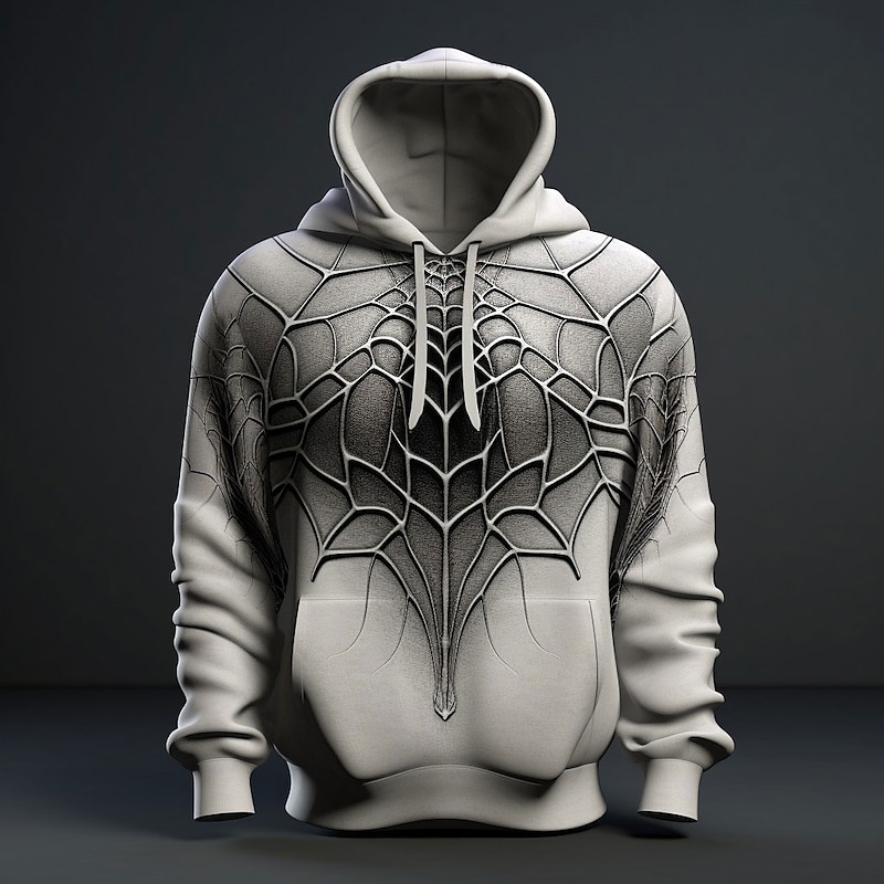 Men's Graphic Spiders Spider web Hoodie Hoodies Sweatshirt Fashion Daily Long Sleeve Hooded Vacation Sports Outdoor Holiday White Red Print Front Pocket Spring &  Fall Designer3