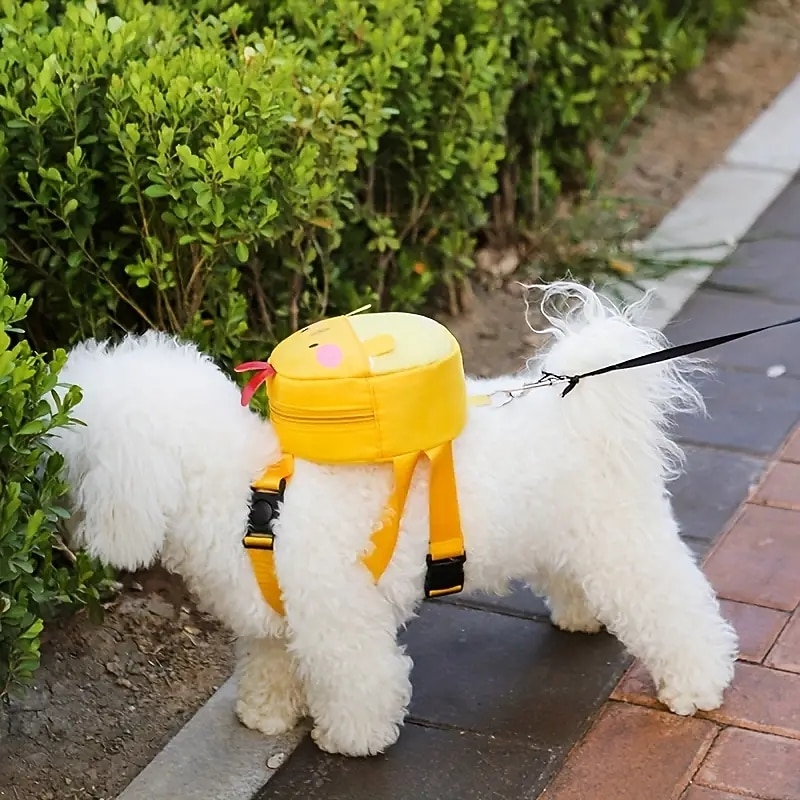 Cute Cartoon Dog Backpack - Chicken Small Bee Frog PatternPerfect for Pet Going Out!