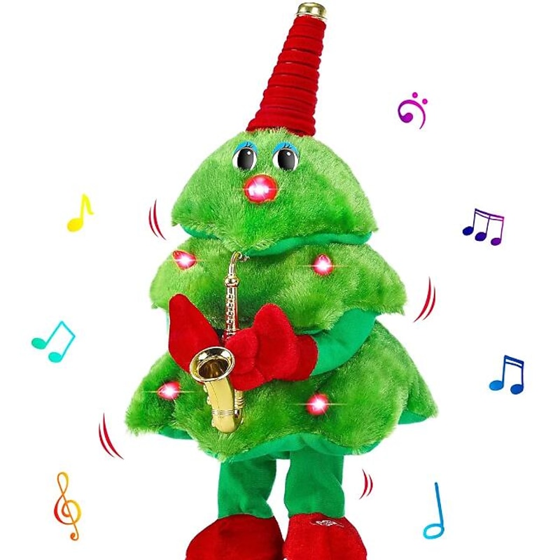 Christmas Electric Plush Toy, Rotating Singing Dolls, Fun Music Dancing Xmas Tree Ornaments, Stocking Stuffers for Kids, Ideal Home Decoration and Birthday Gifts