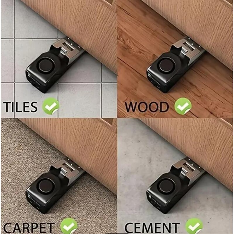 Portable Safety Tool With 120DB Alarm For Home Travel Apartment Door Stop Alarm, Door Stopper Security Device2
