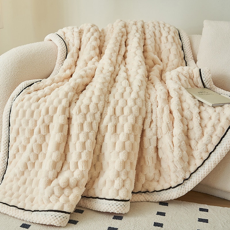 Cozy Sherpa Blanket Double Layer Thickened Nap Blanket With Bean Velvet Blanket Flannel Small Blanket Bed Sheet Coral Velvet Cover Blanket Sofa Blanket