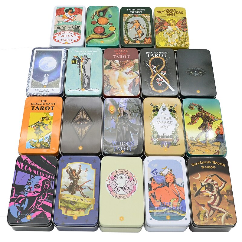 Waite Iron Box Tarot Card Set Card Board Game All English Gold Stamping Oracle Card Paper Instructions Girl Emotions