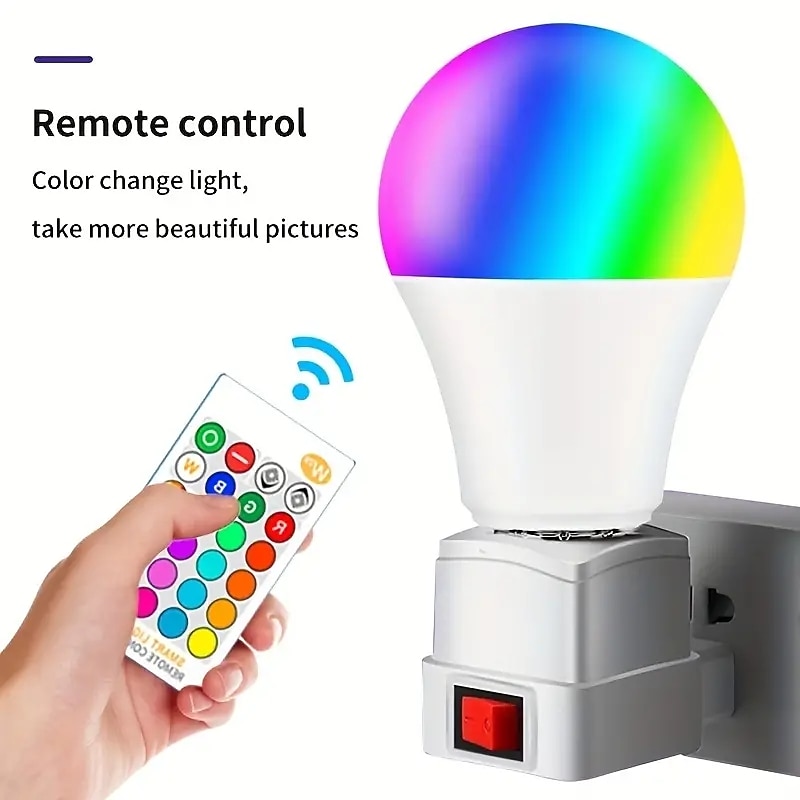 1pc LED Smart Remote Control Bulb RGBWhite 16 Colors Lights 9W 110V Flash Function For Room Decoration Lights Live Lighting Atmosphere Lights3