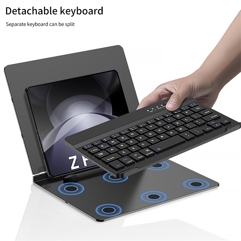 Phone Case For Samsung Galaxy Z Fold 7 Z Fold 6 Z Fold 5 Z Fold 4 Z Fold 3 Back Cover with Keyboard Magnetic Full Body Protective TPU4