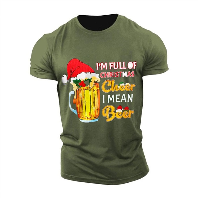 Christmas Men's Hat Oktoberfest Beer Merry Christmas funny christmas T Shirt Cotton Short Sleeve Graphic Shirt Black Red Army Green Comfortable Tee Sports Outdoor Holiday Fashion Designer Clothing4