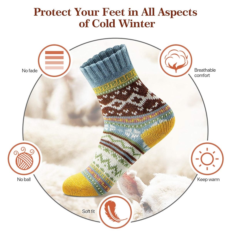 5PCS Christmas Socks Winter Gifts for Women Warm Thick Soft Wool Socks Christmas Gifts Socks Cozy Crew Socks4