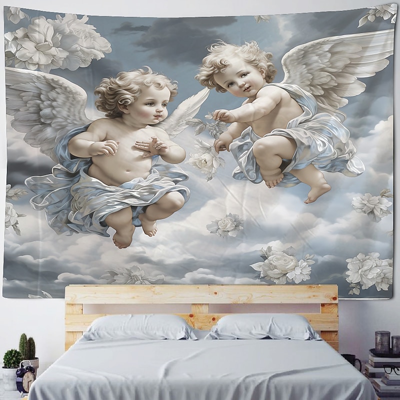 Renaissance Angel Hanging Tapestry Wall Art Large Tapestry Mural Decor Photograph Backdrop Blanket Curtain Home Bedroom Living Room Decoration