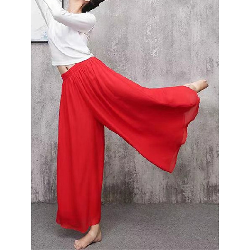 Women's Wide Leg Pants Trousers Vacation Streetwear Lightweight Full Length High Waist Plain Elastic Waist High Cut Breathability Comfortable Micro-elastic Outdoor Holiday Daily Wear Black White Pink4