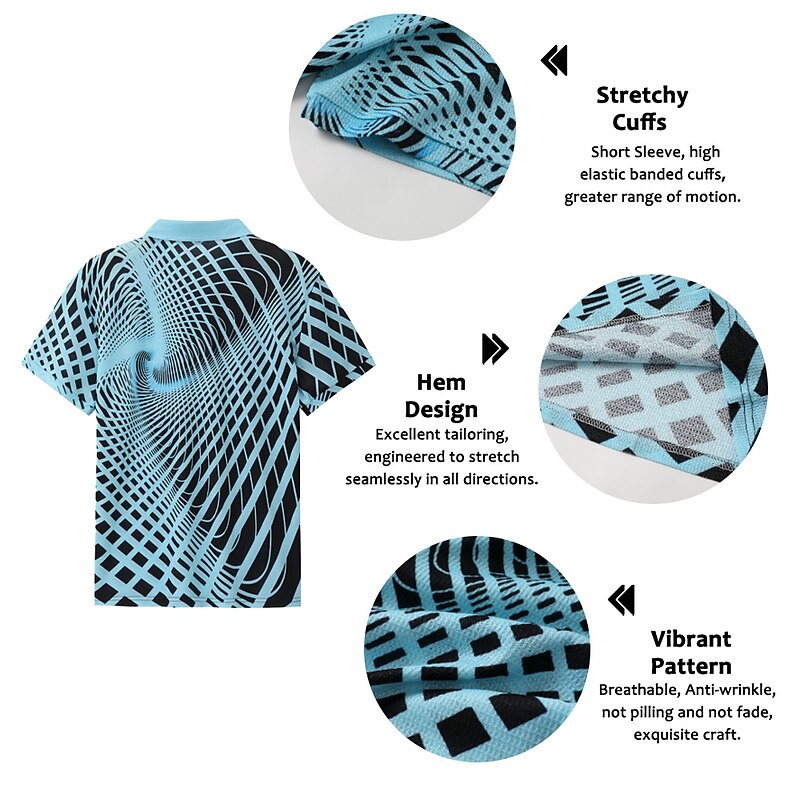 Men's Geometric Waffle Polo Shirts Golf Shirt Short Sleeve Polo Shirts Collared Shirts Business Casual Vacation Wear Formal Wear Festival Wear 3D Print Buttons White Yellow Royal Blue3
