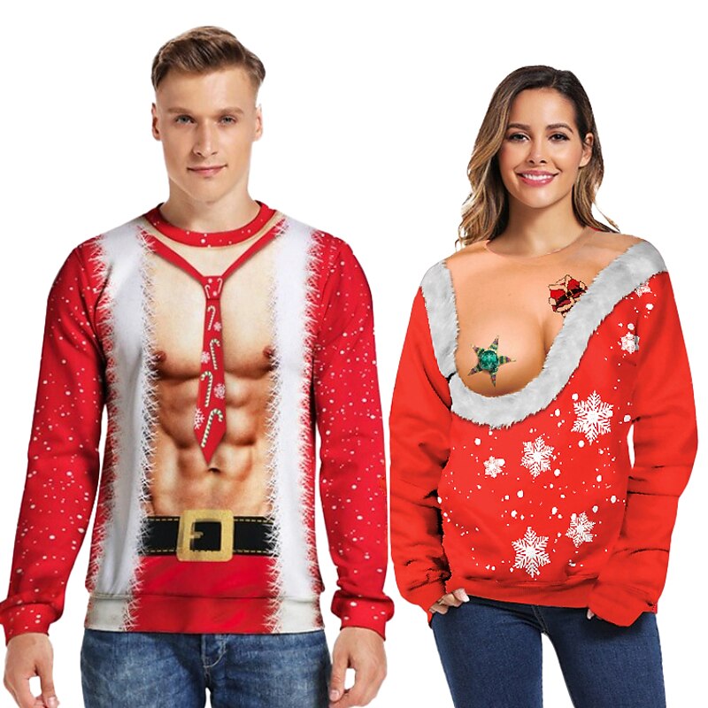 Santa Suit Santa Claus Hoodie Pullover Funny Christmas Sweatshirt 3D Print For Couple's Men's Women's Teen Adults' Christmas Carnival Masquerade 3D Print Party Christmas