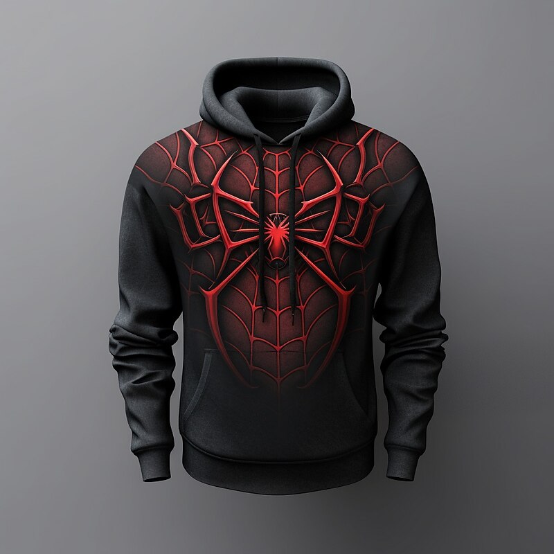 Men's Graphic Spiders Spider web Hoodie Hoodies Sweatshirt Fashion Daily Long Sleeve Hooded Vacation Sports Outdoor Holiday Black Grey Black Print Front Pocket Spring &  Fall Designer2