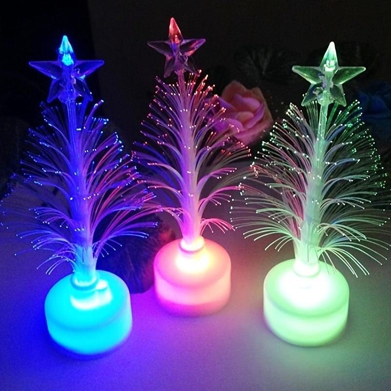 1pc Christmas Tree Color Changing LED Night Light, Fiber Tree Lamp for Xmas Indoor Tabletop Home Holiday Party Wedding Decoration