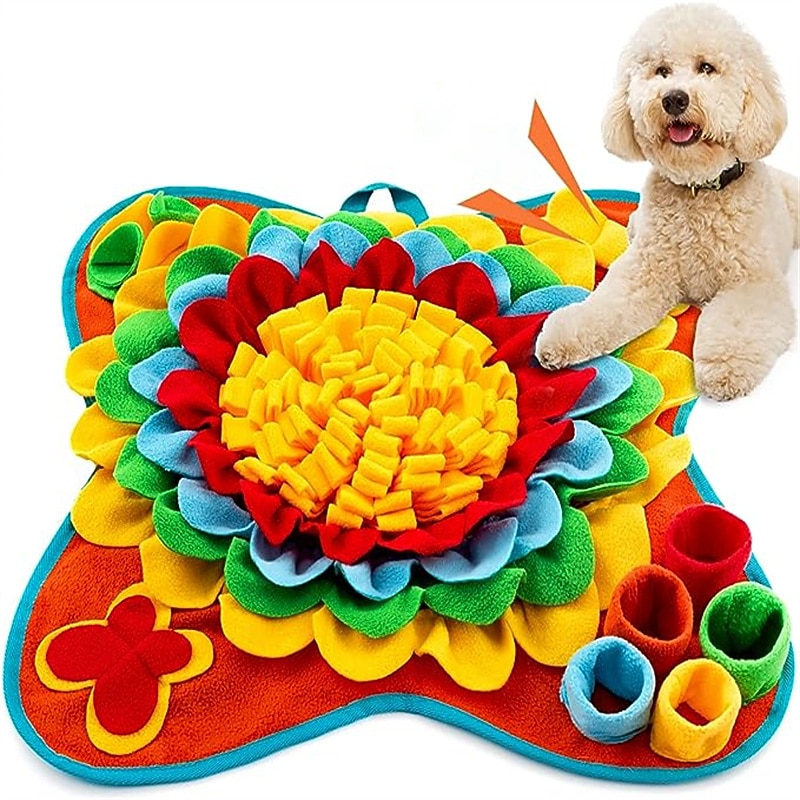 Smelling Mat For Dogs Expels Physical Energy Colorful Flower Bones Pet Smell Training Blanket