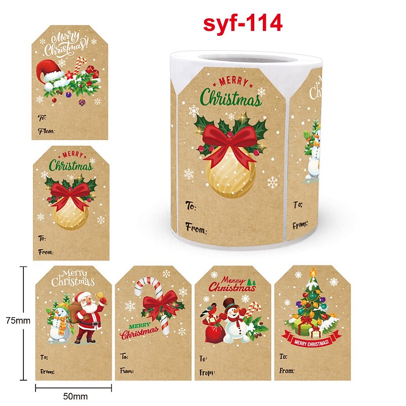 Christmas Gift Tags Stickers,Self Adhesive Gift Tags Stickers,Decorative Kraft Color Stickers for Holiday Presents,Gift Tags for Christmas Presents,Writable Label for Xmas Holiday Present2